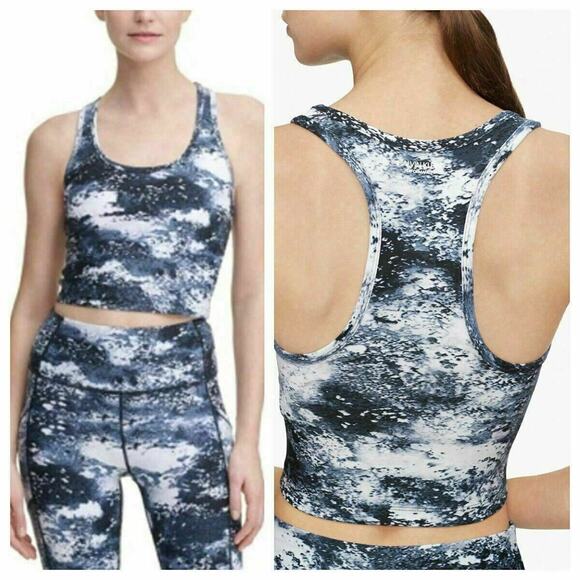 Calvin Klein Women's Printed Racerback Cropped Tank Top Medium Blue S, $40 NWT - Picture 1 of 9